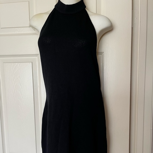 St John Collection By Marie Gray Black Knit Halter Top Dress Sz 6 - Picture 1 of 6